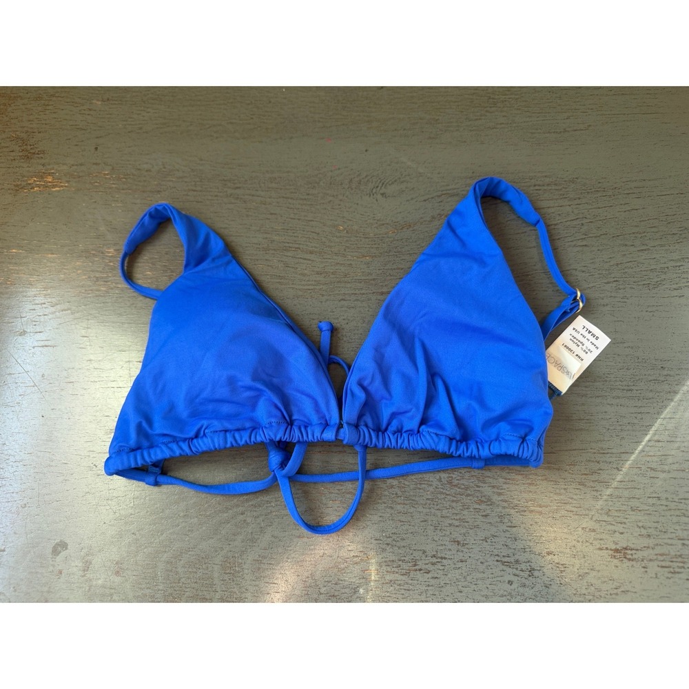 L*Space Blue Triangle Bikini Top Adjustable Straps Small RN 130061